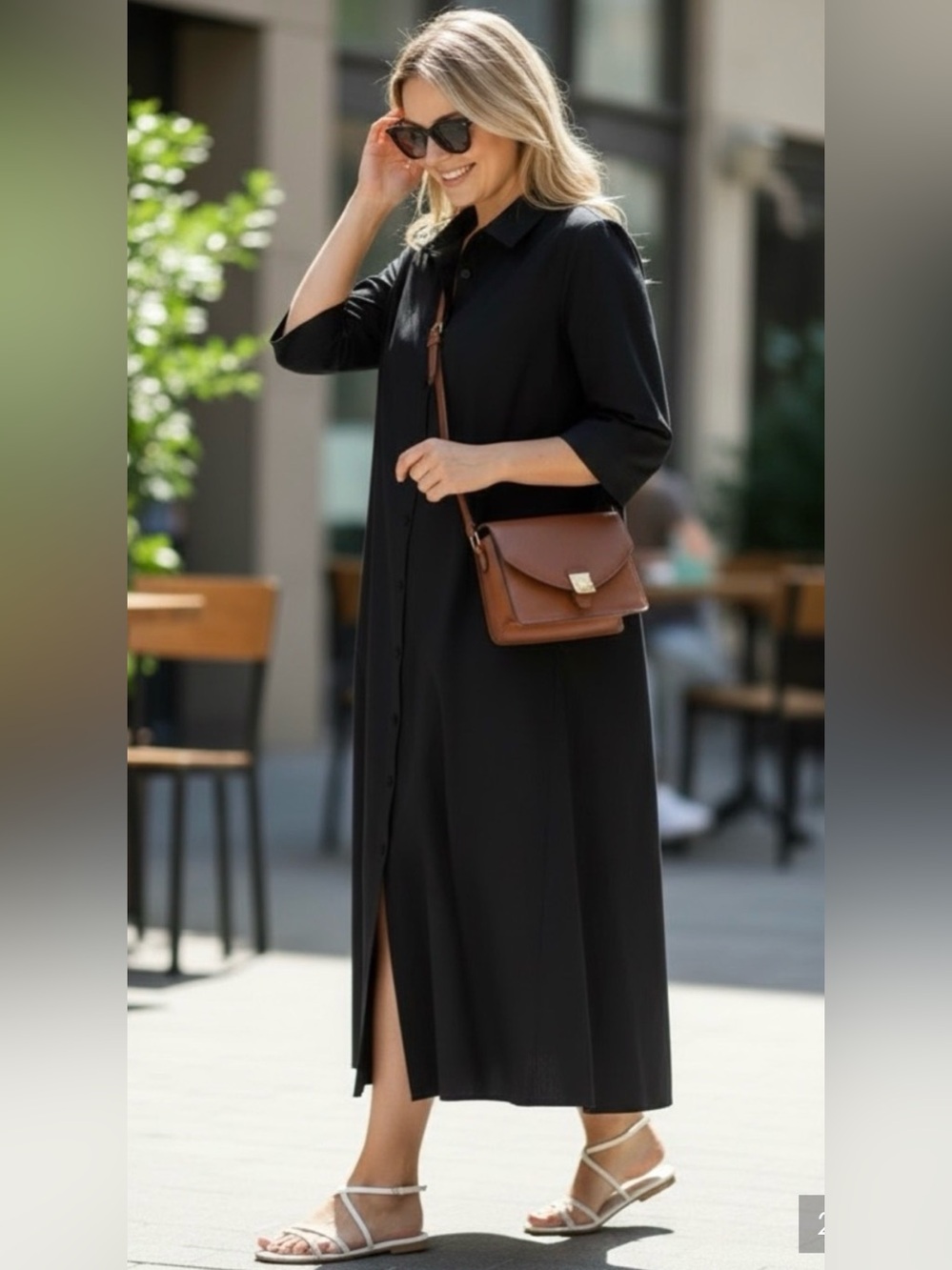 Lafayette 148 New York Women Black Button-Front Relaxed Shift Shirt Dress Large